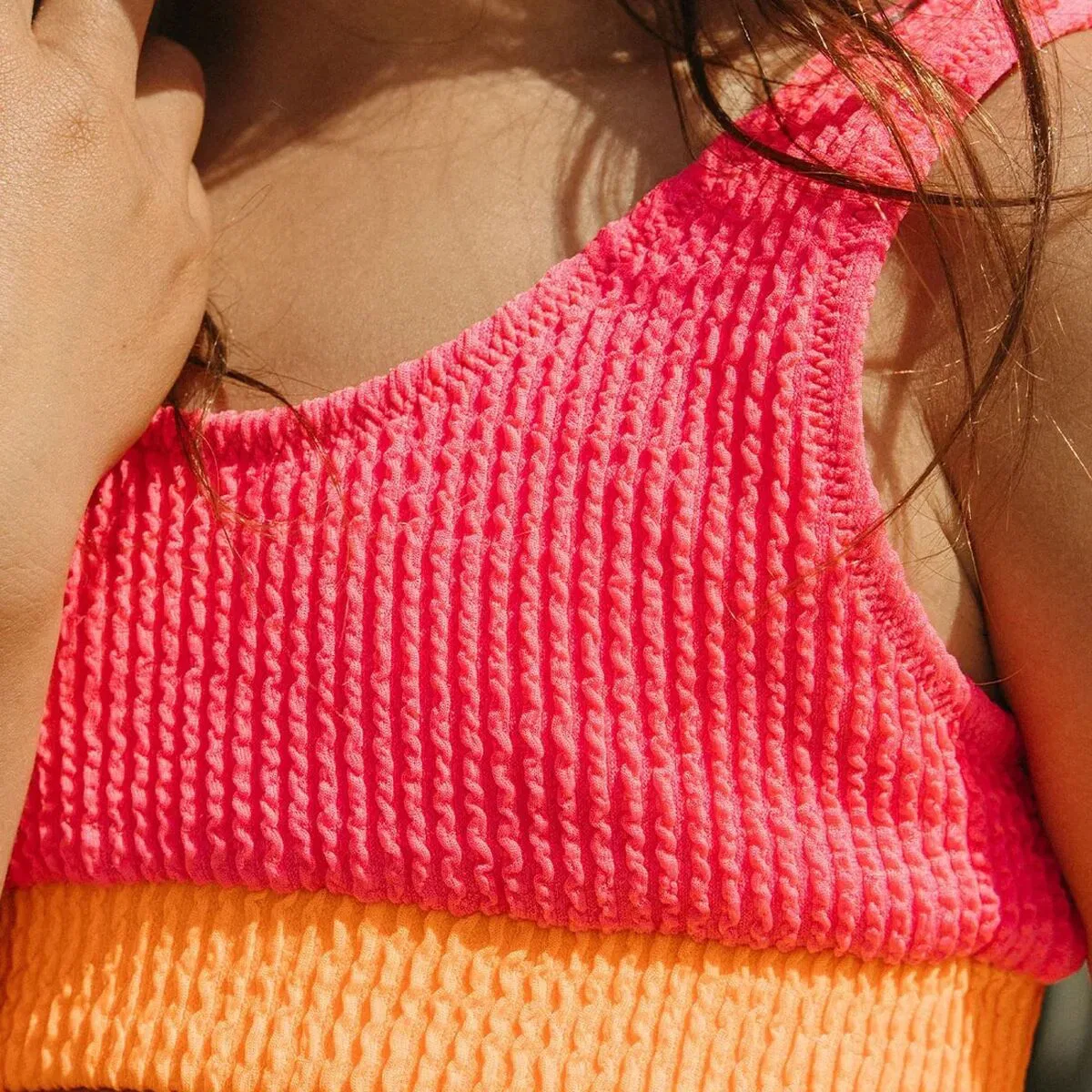 Детский комплект бикини для девочек с принтом Crinkle Color Block Two Piece Swimsuit Seaesta Surf, Neon — фото 4