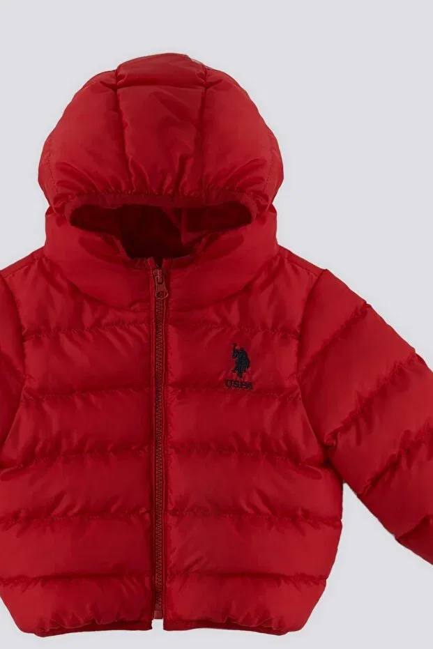 Детское пальто для девочек с капюшоном U.S. Polo Assn., Red — фото 3