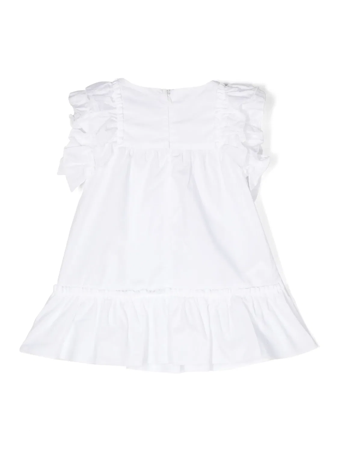 Платье из хлопка с логотипом из страз Miss Blumarine, белый — фото 3