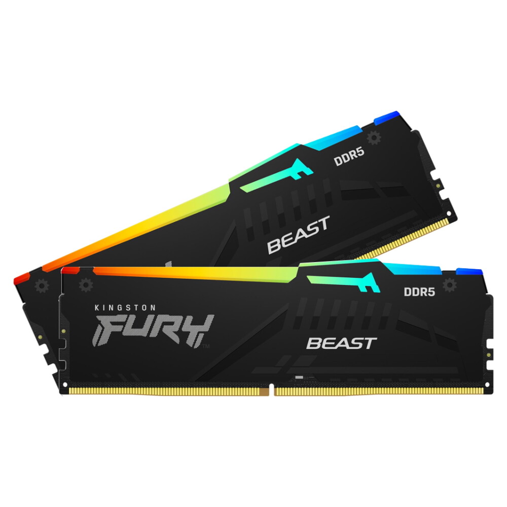 

Оперативная память Kingston FURY Beast RGB, Intel XMP, 16 Гб DDR5 (2x8 Гб), 5600 МГц, CL40, KF556C40BBAK2-16, черный