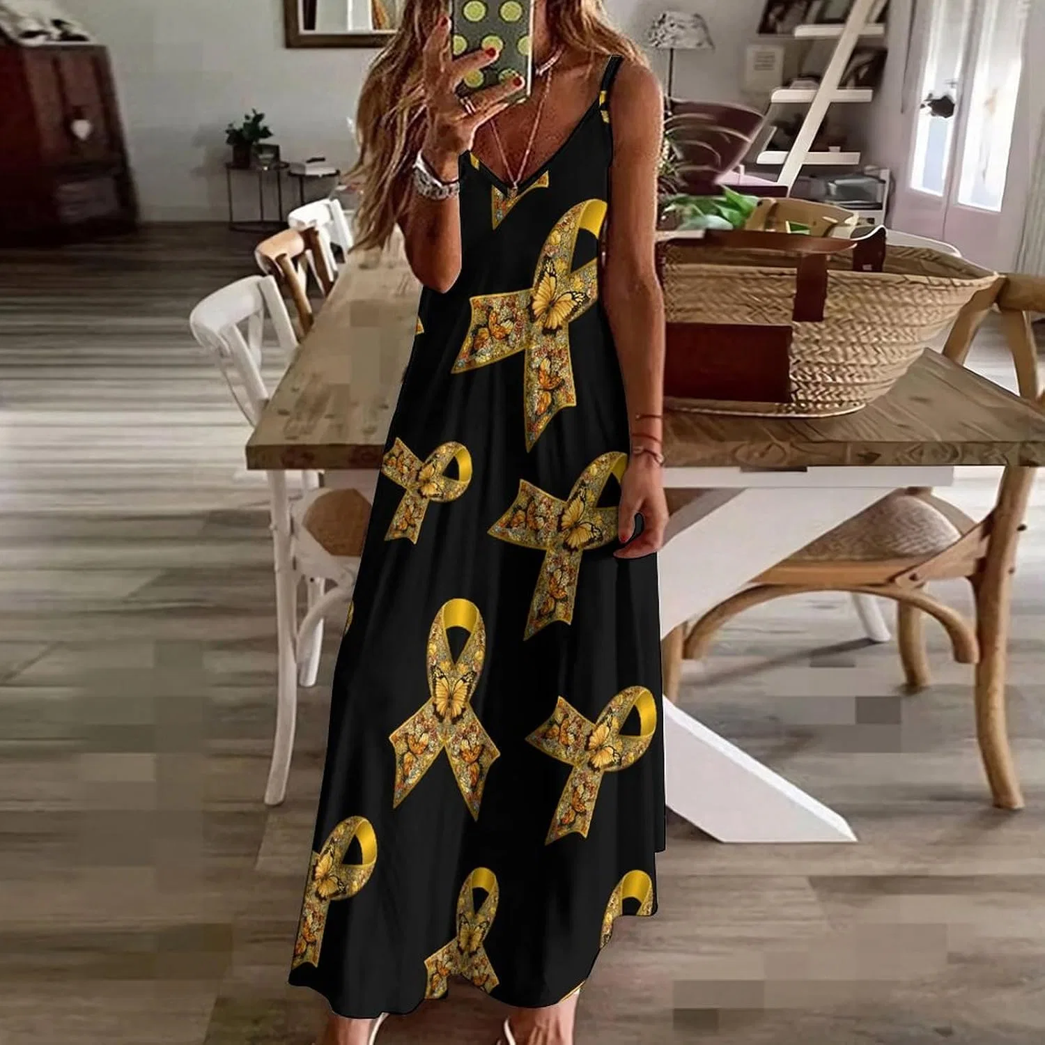 Женское макси платье с регулируемыми бретелями Generic, Style — фото 3