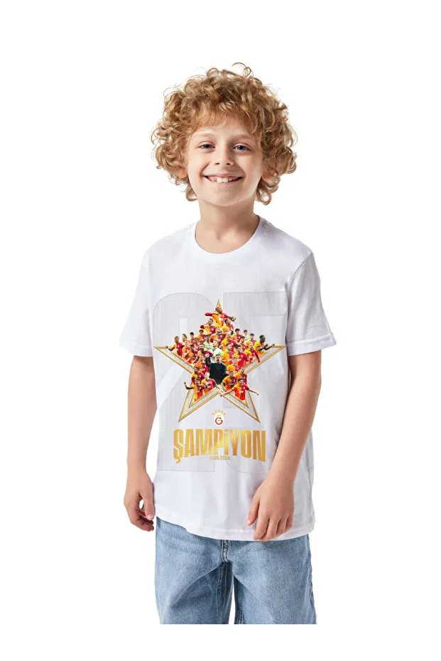 Детская футболка для девочек с принтом Galatasaray Championship Collage Kids T-Shirt Gsstore, White — фото 3