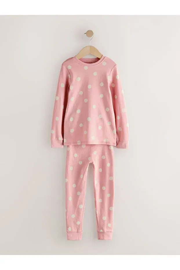 Детский комплект пижам с принтом Cotton pink heart patterned pajamas 3-piece bottom top set Next Baby, Multicolor — фото 2