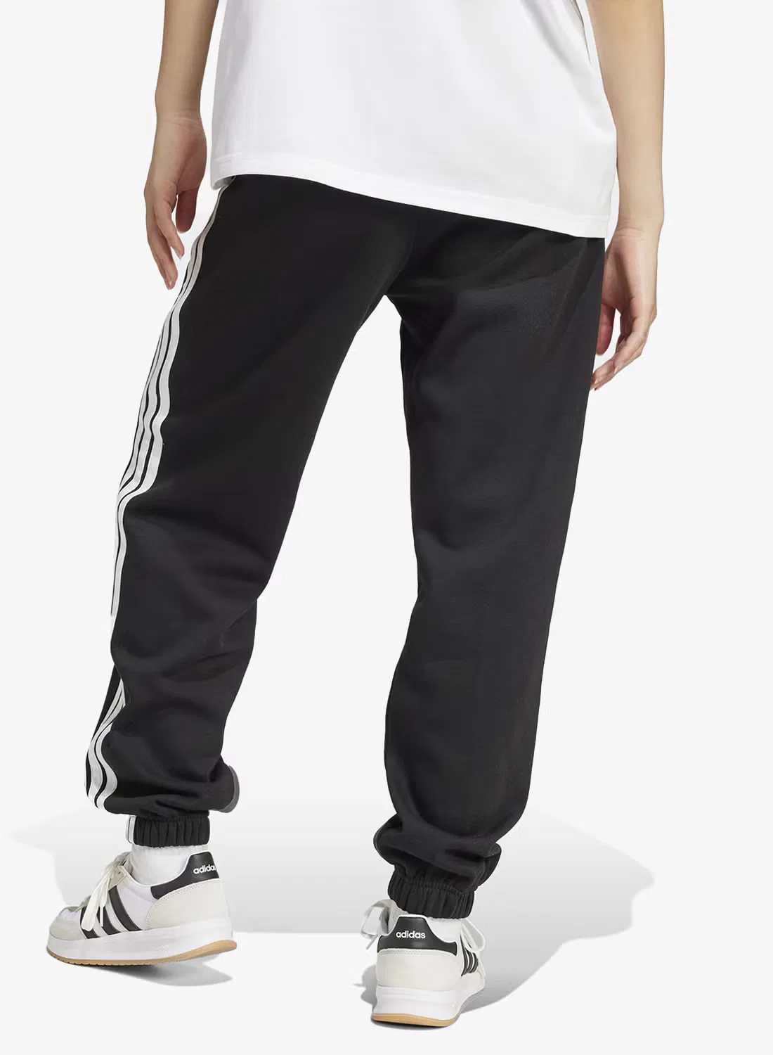 Спортивные брюки из футера с лампасами 3-Stripes Adidas, черный — фото 2
