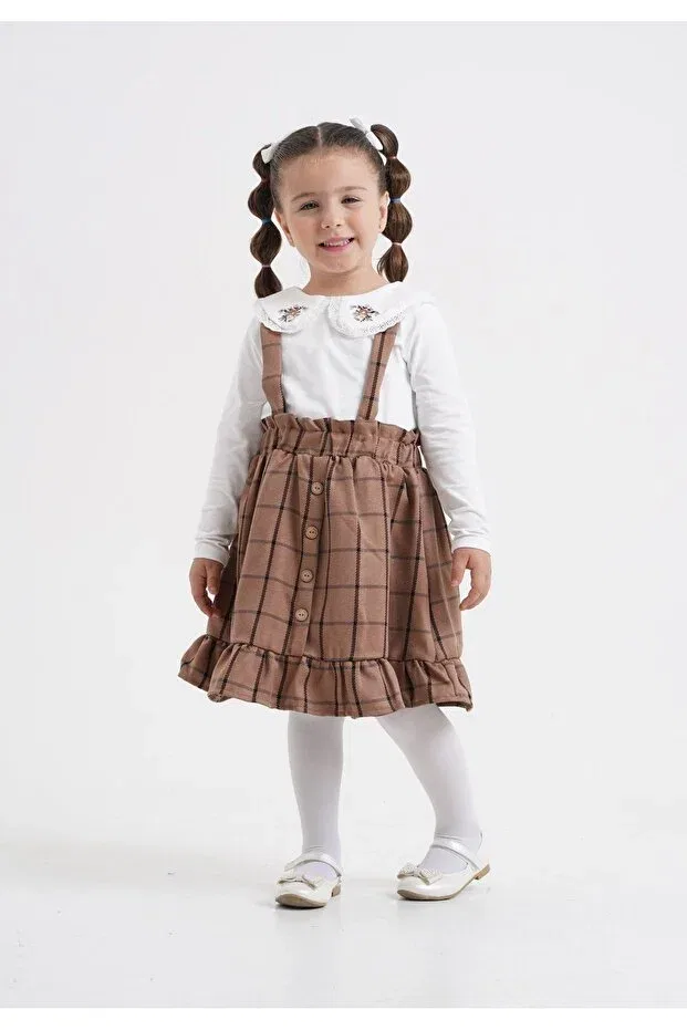 Детское платье на бретелях с рюшами Harika Kids, Brown