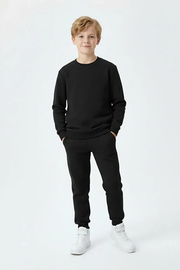 Детский спортивный комплект для мальчиков из флиса Fyk Kids, Black — фото 3