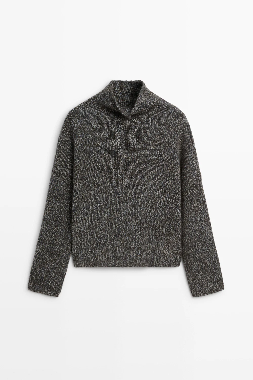 Свитер Massimo Dutti 100% Wool Mouliné Knit, средне-синий — фото 4