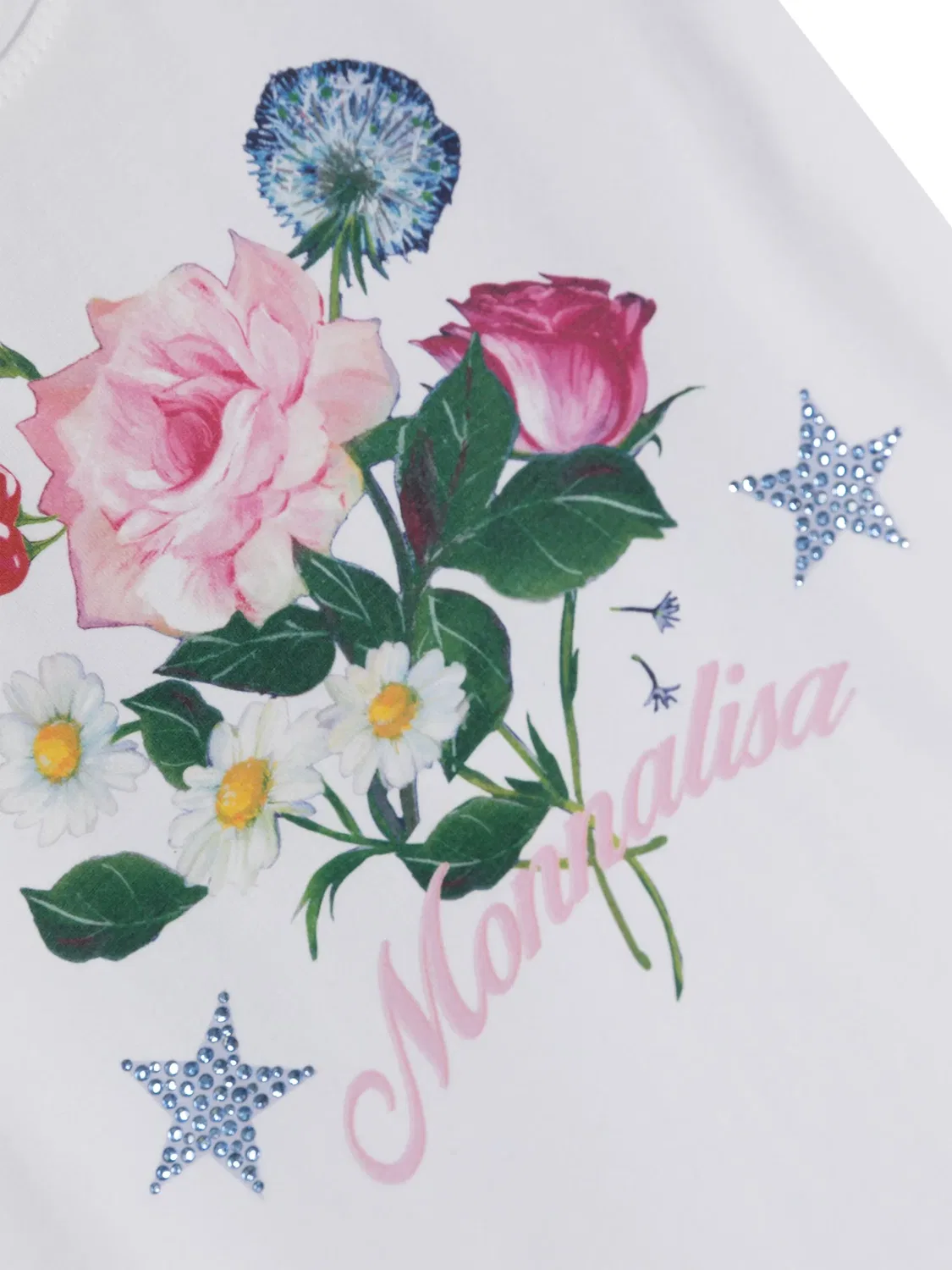 Футболка с логотипом и цветочным принтом Monnalisa, белый — фото 2