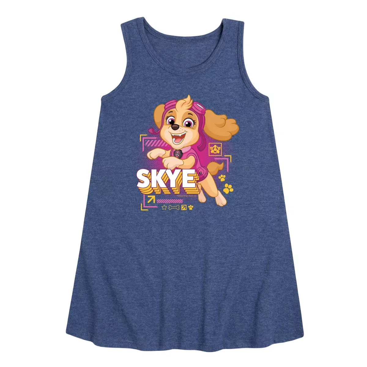 Детское платье-трапеция без рукавов с принтом Skye PAW Patrol, Heather Navy