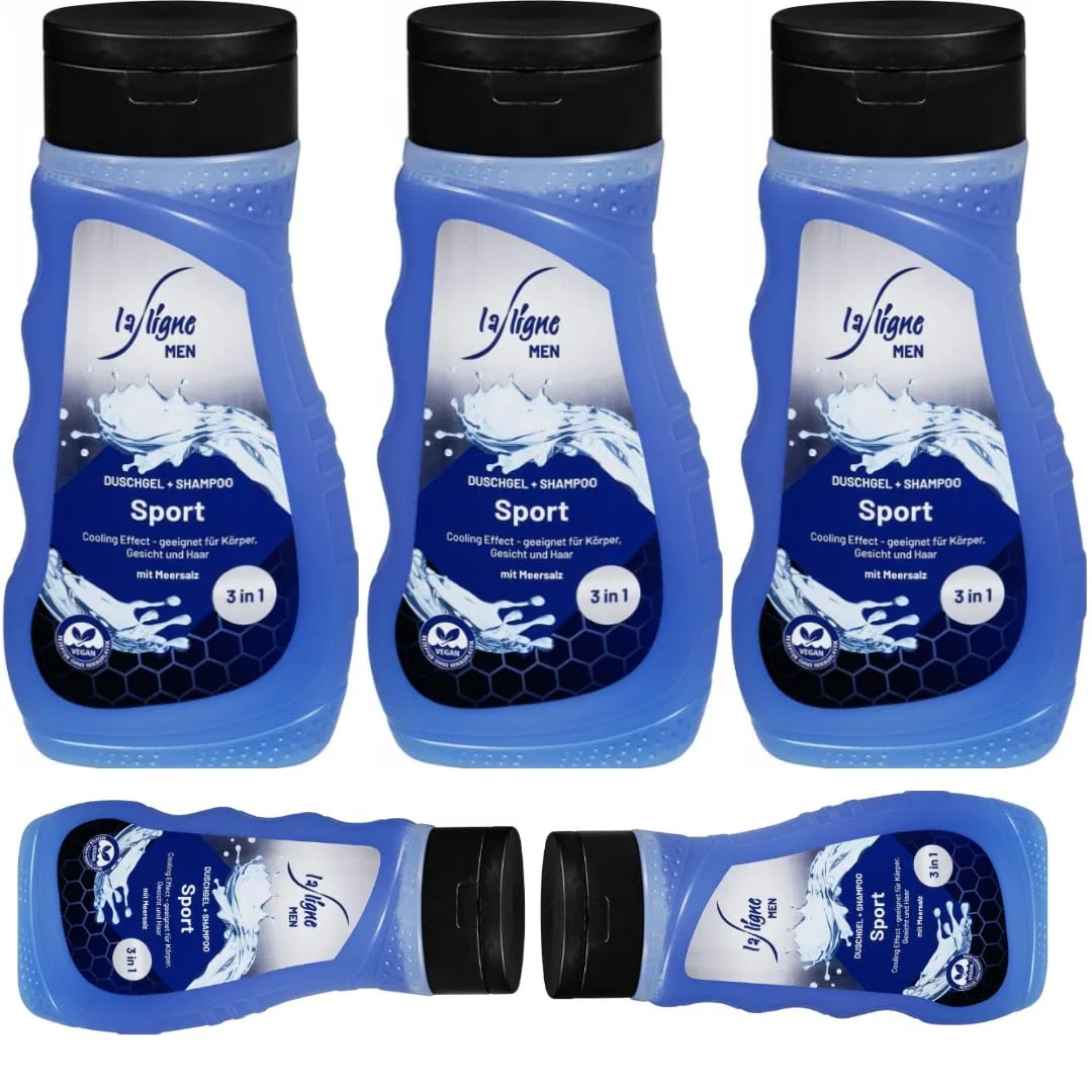 3-in-1 гель для душа и шампунь Sport, Pufai, набор 5 шт. по 300 мл, Aloe Vera