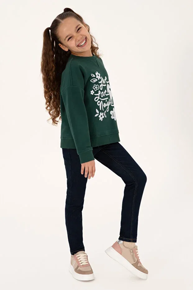 Детское худи для девочек с длинным рукавом U.S. Polo Assn., Dark Green — фото 2