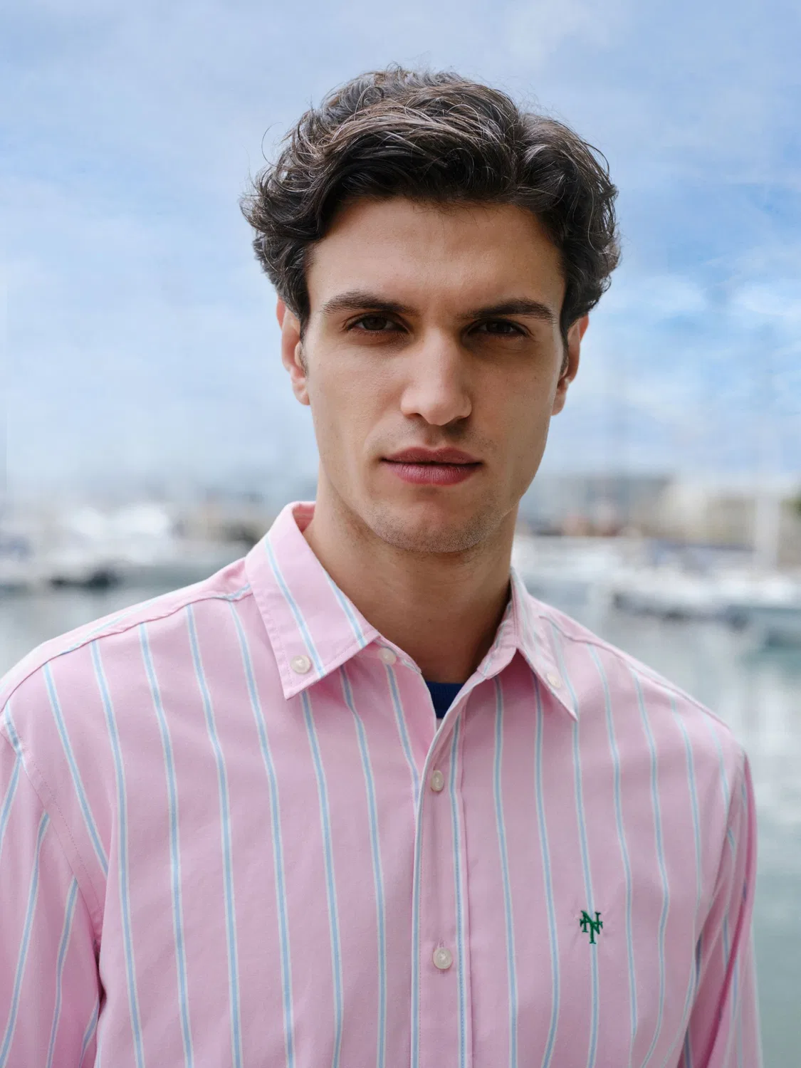 Рубашка Поло с полоской, Pink Stripe Poplin Next, розовый