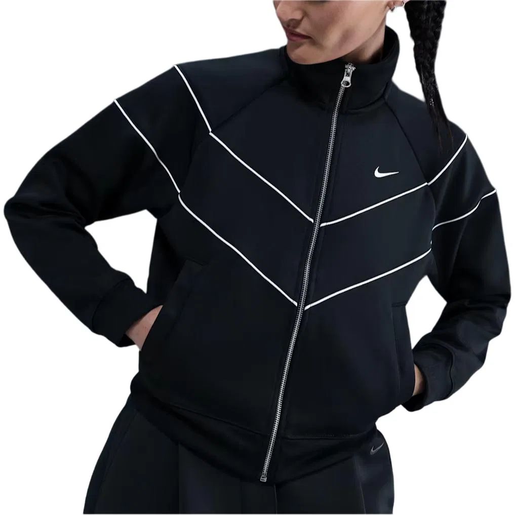 Женская спортивная куртка с высоким воротом, черная, Nike — фото 4