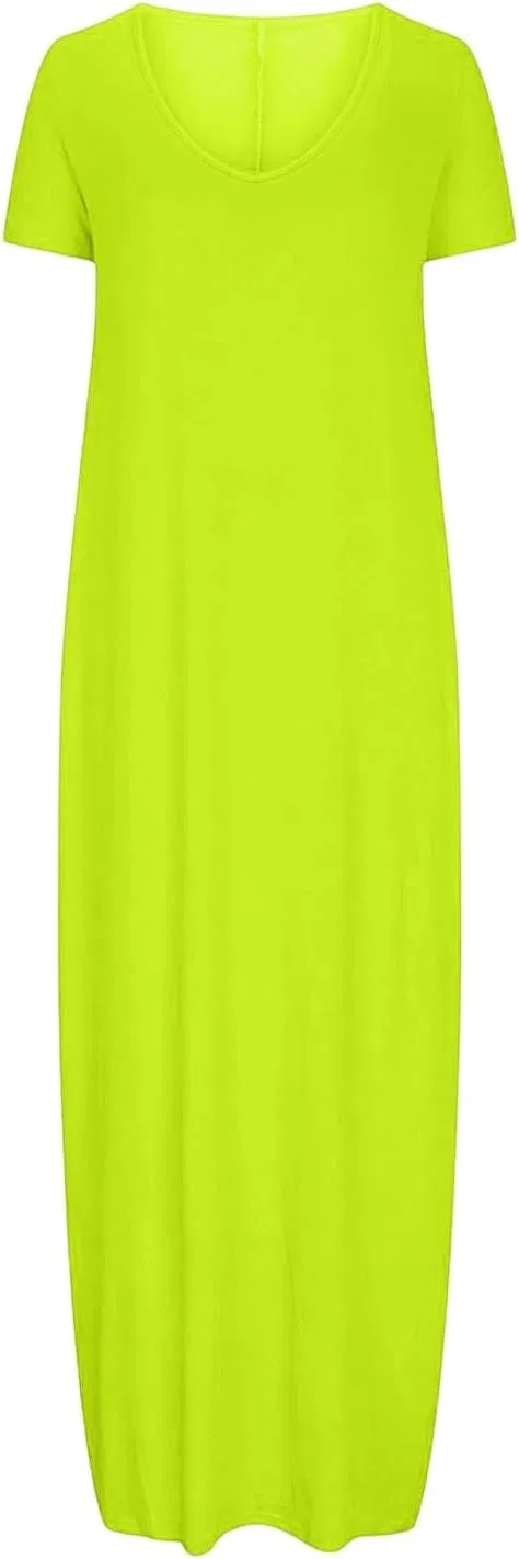 Женское платье-миди V-образным вырезом, A03-fluorescent Green — фото 3