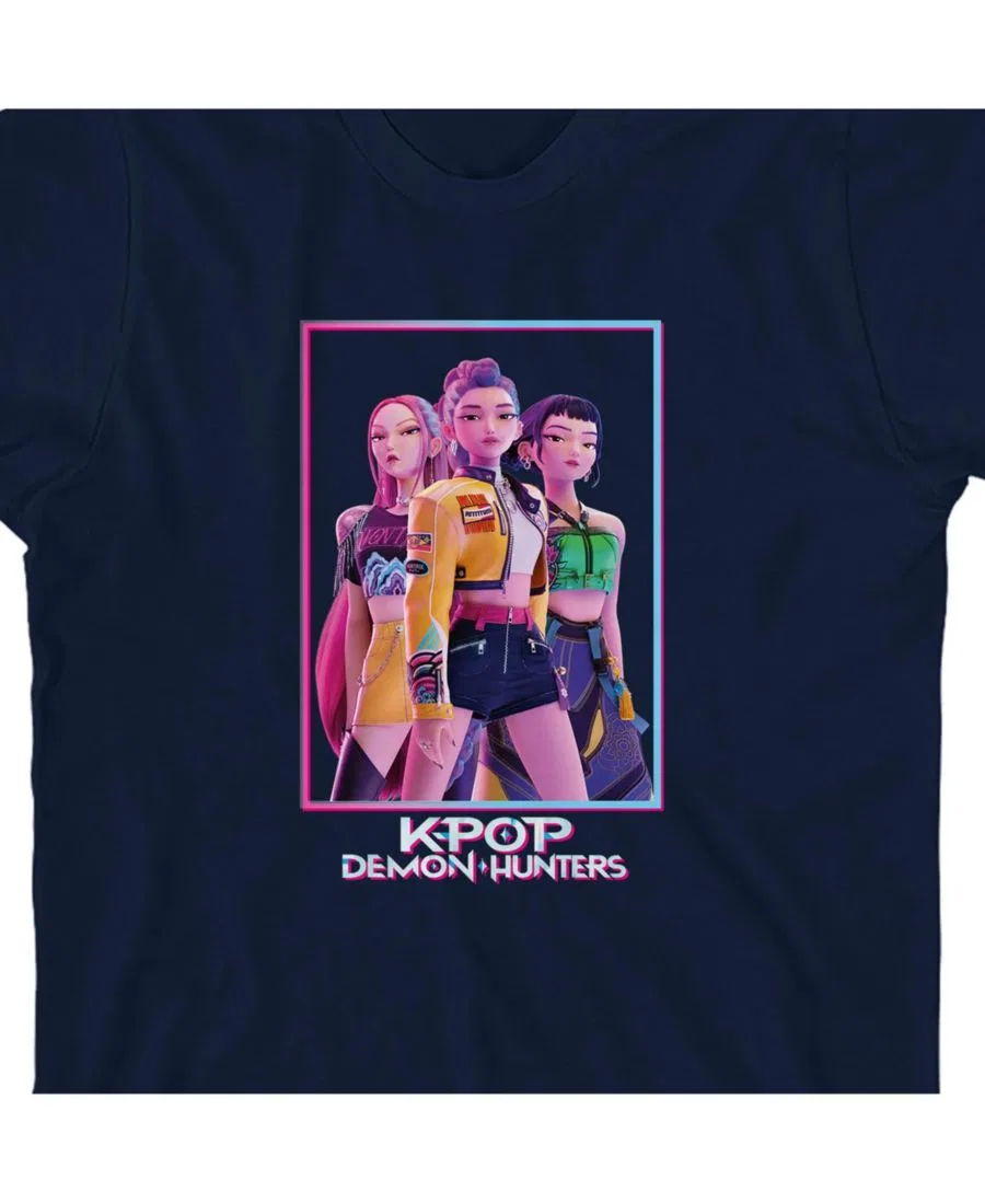 Футболка с принтом Box Art Huntrix Youth Navy Kpop Demon Hunters, Navy — фото 2