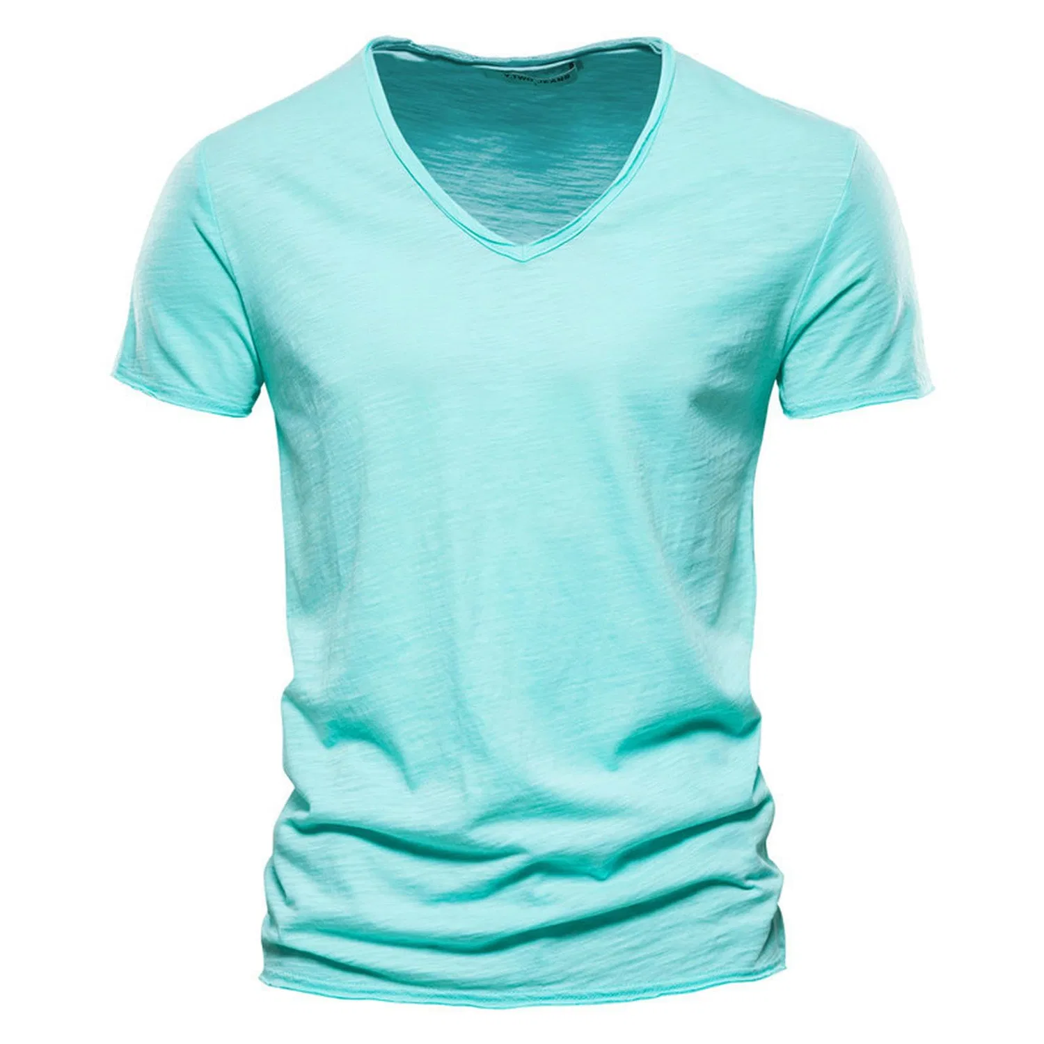 Мужская футболка с V-образным вырезом из хлопка, f037-light green, XL, F037-light Green