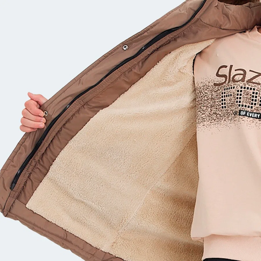 Детский пуховик с капюшоном из полиэстера CANDY Slazenger, Бежевый — фото 3