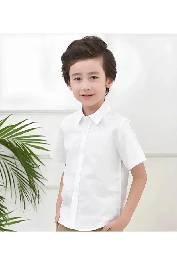Детская рубашка для мальчиков хлопковая Butik Ayvitrin, White