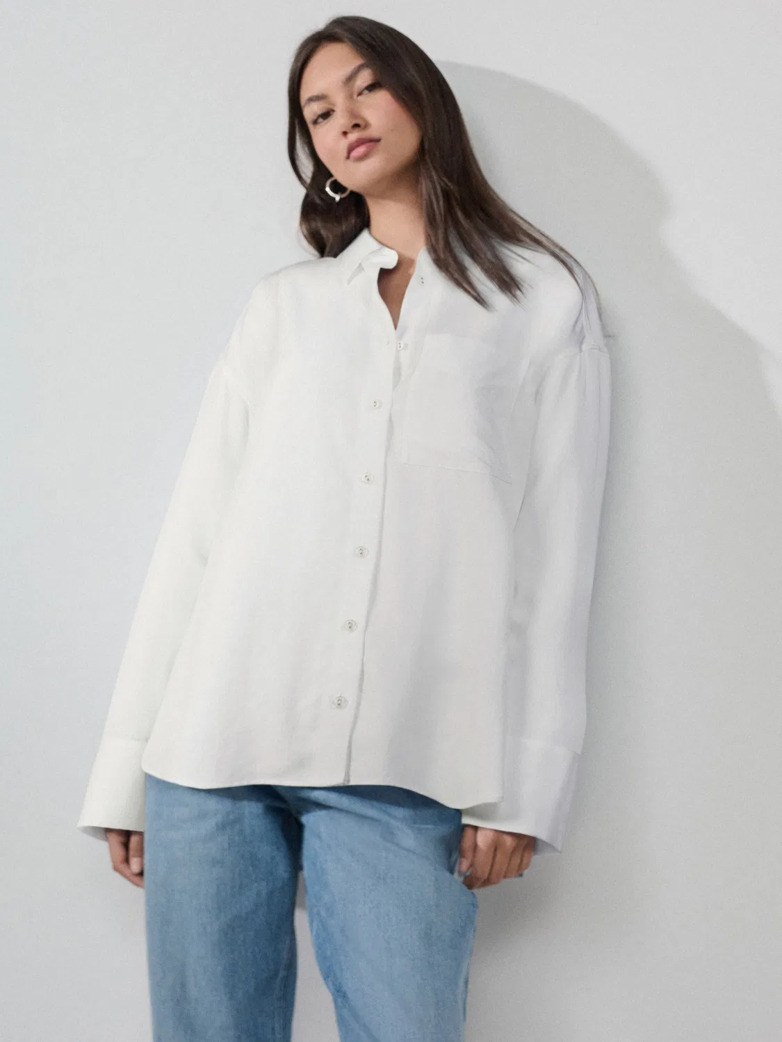 Рубашка из TENCEL Lyocell, свободный крой Next, белый — фото 3