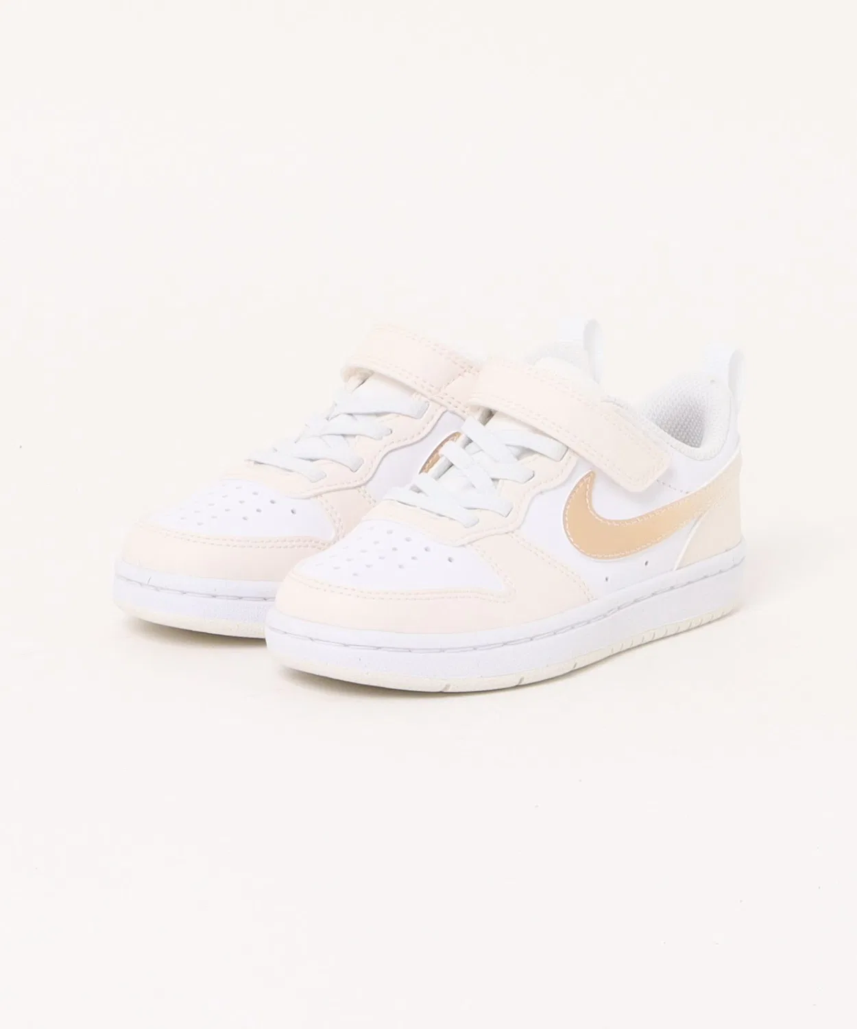 Детские кроссовки с ремешком Court Borough Low Bball PS NIKE, White/Shimmer/Chalk