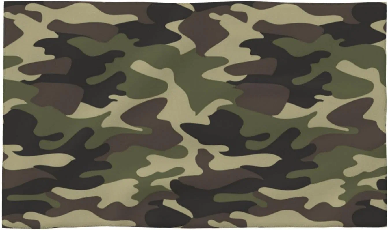 Полотенце для рук PEIXEN Green Military Camouflage, 27.5 x 16 дюймов, Микрофибра