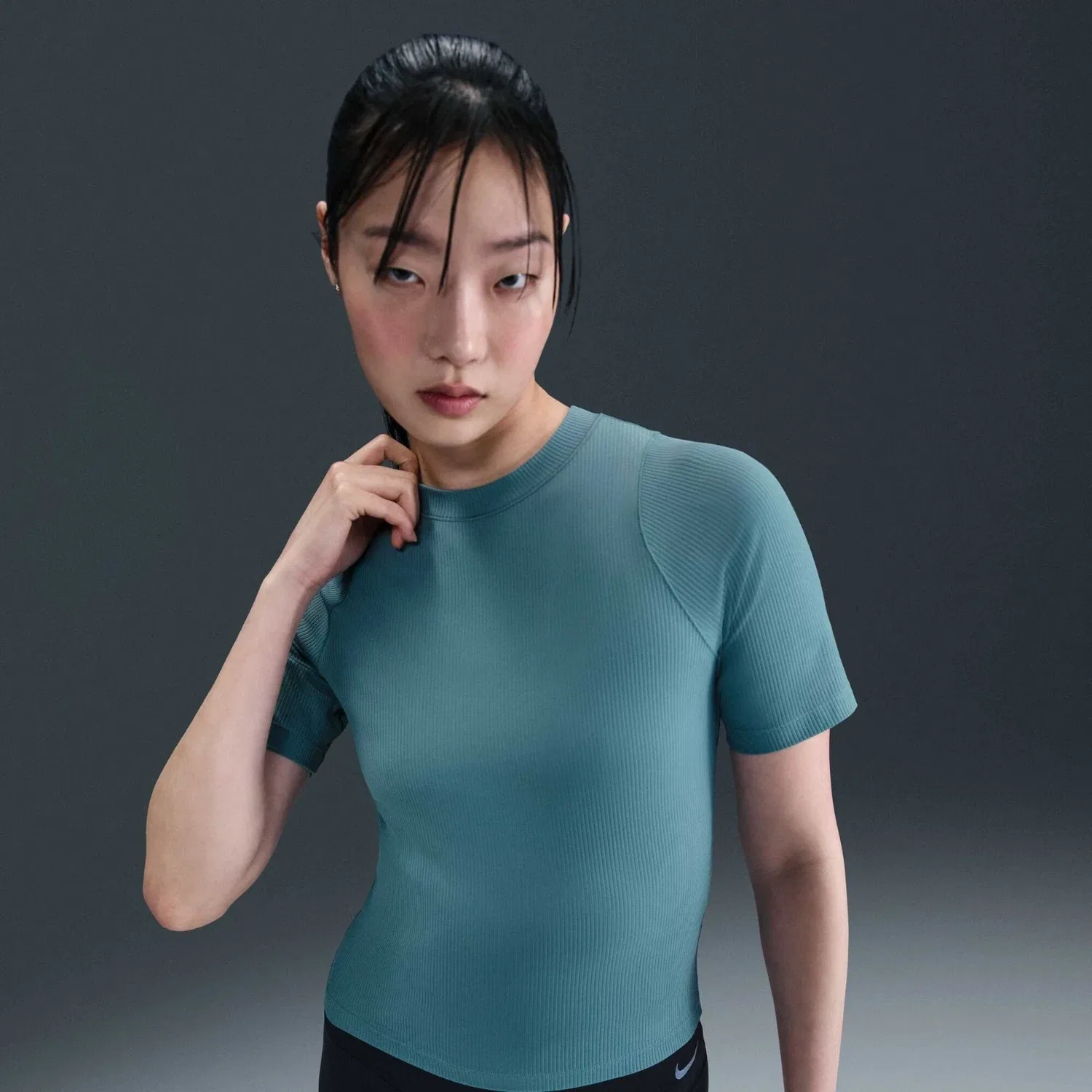 Женский топ Nike Zenvy с коротким рукавом, Dri-FIT, синий