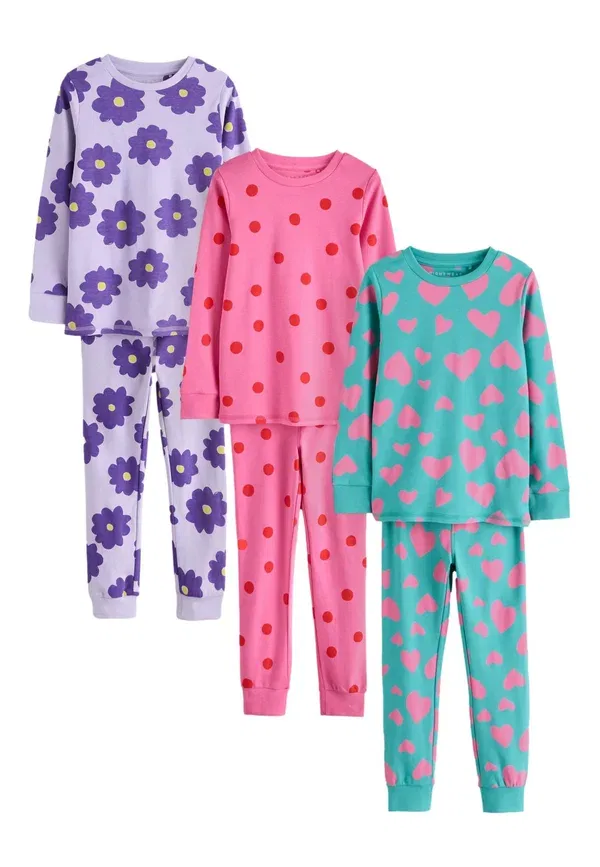 Пижамный комплект из 3 предметов хлопок Regular fit Snuggle Next Pink Turq Stampy Print, розовый/бирюзовый — фото 4