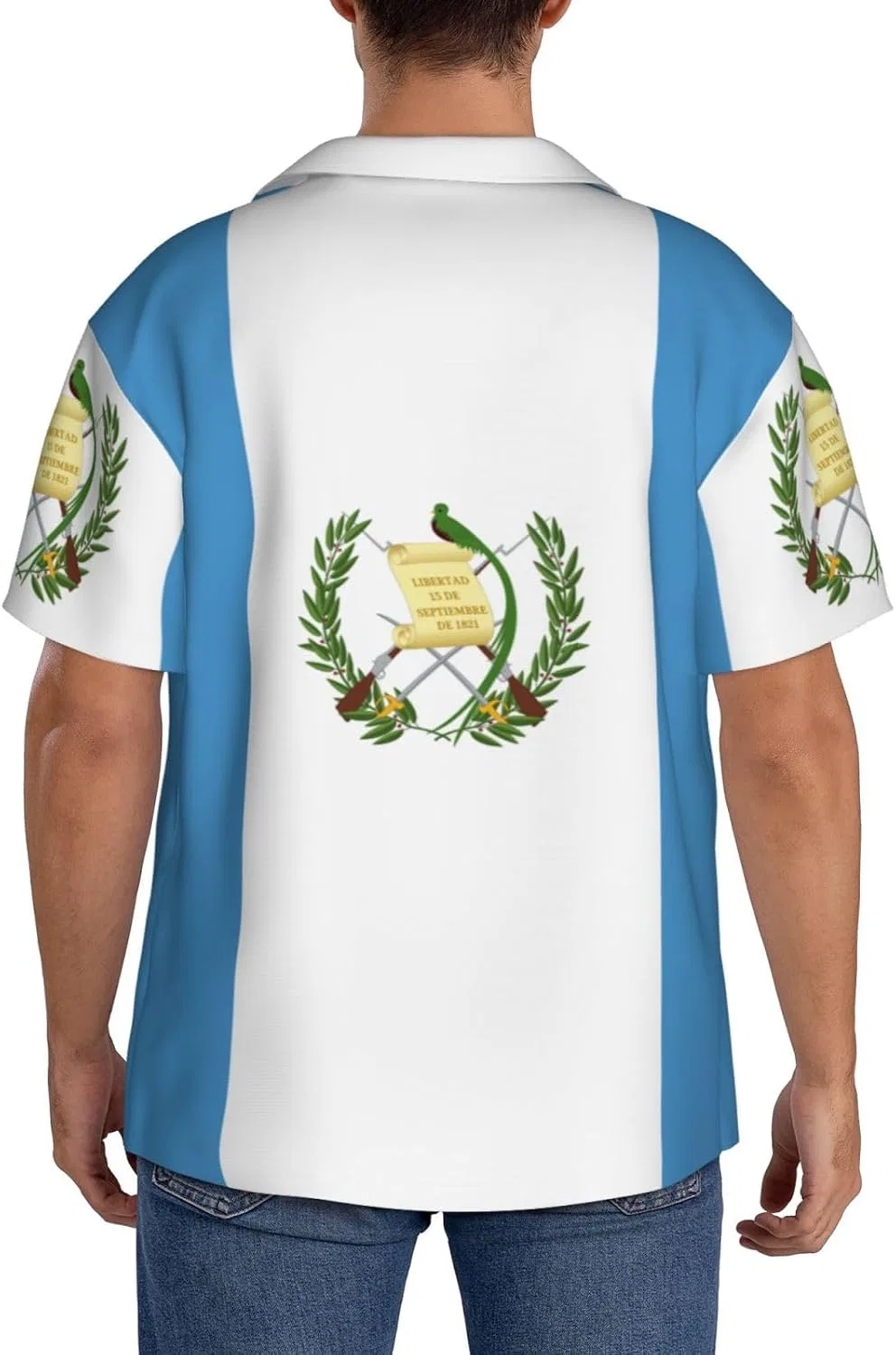 Мужская свободная рубашка с коротким рукавом Guatemala Flag, Black — фото 3