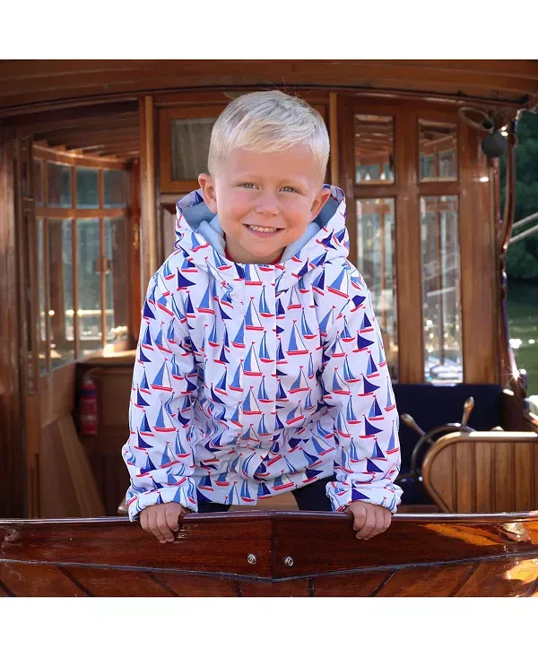Детская куртка для мальчиков с капюшоном Sailboat Rain Jacket Rachel Riley, синий — фото 3
