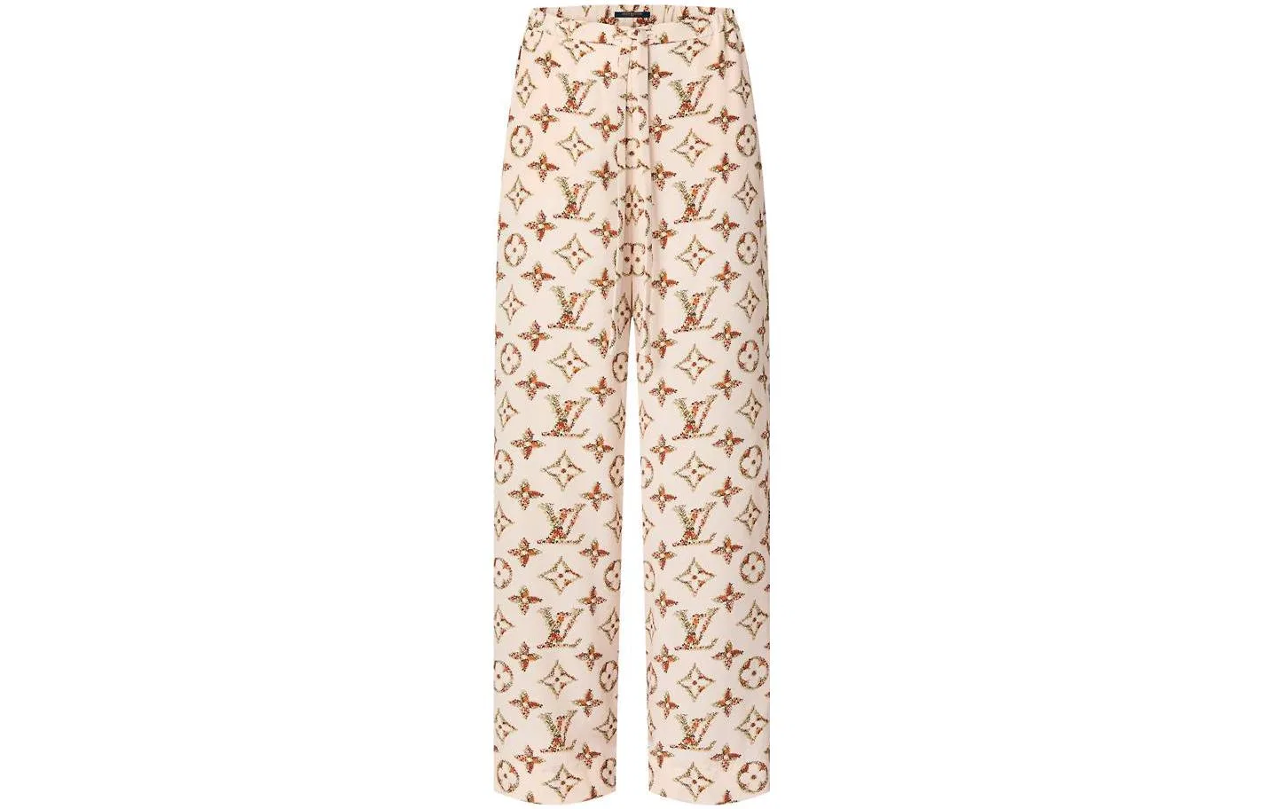 Женские широкие брюки-пижама с принтом Floral Monogram, LOUIS VUITTON, Beige Yellow