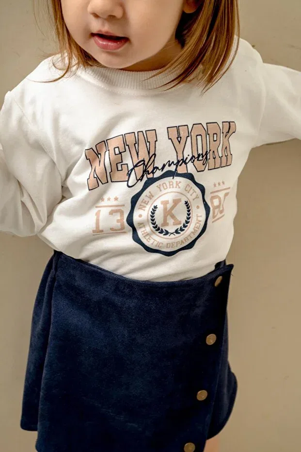 Детский комплект для девочек из замши Jnf Kids, Navy Blue — фото 4