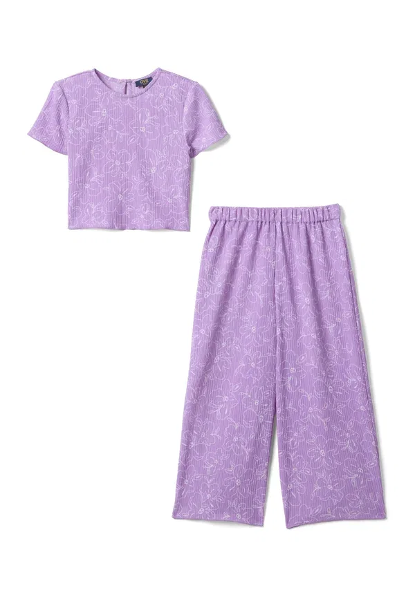 Комплект из блузы и брюк с цветочным принтом Set Ovs, Light Purple, светло-фиолетовый