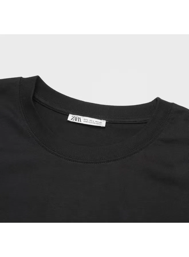 Футболка с длинным рукавом Zara, черная — фото 4