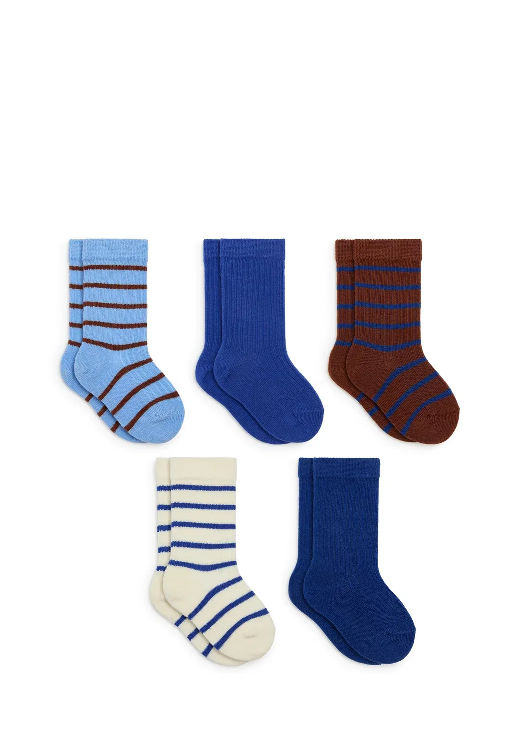 Детские носки в рубчик, 5 пар, унисекс - носки Arket, Blue Multicolour