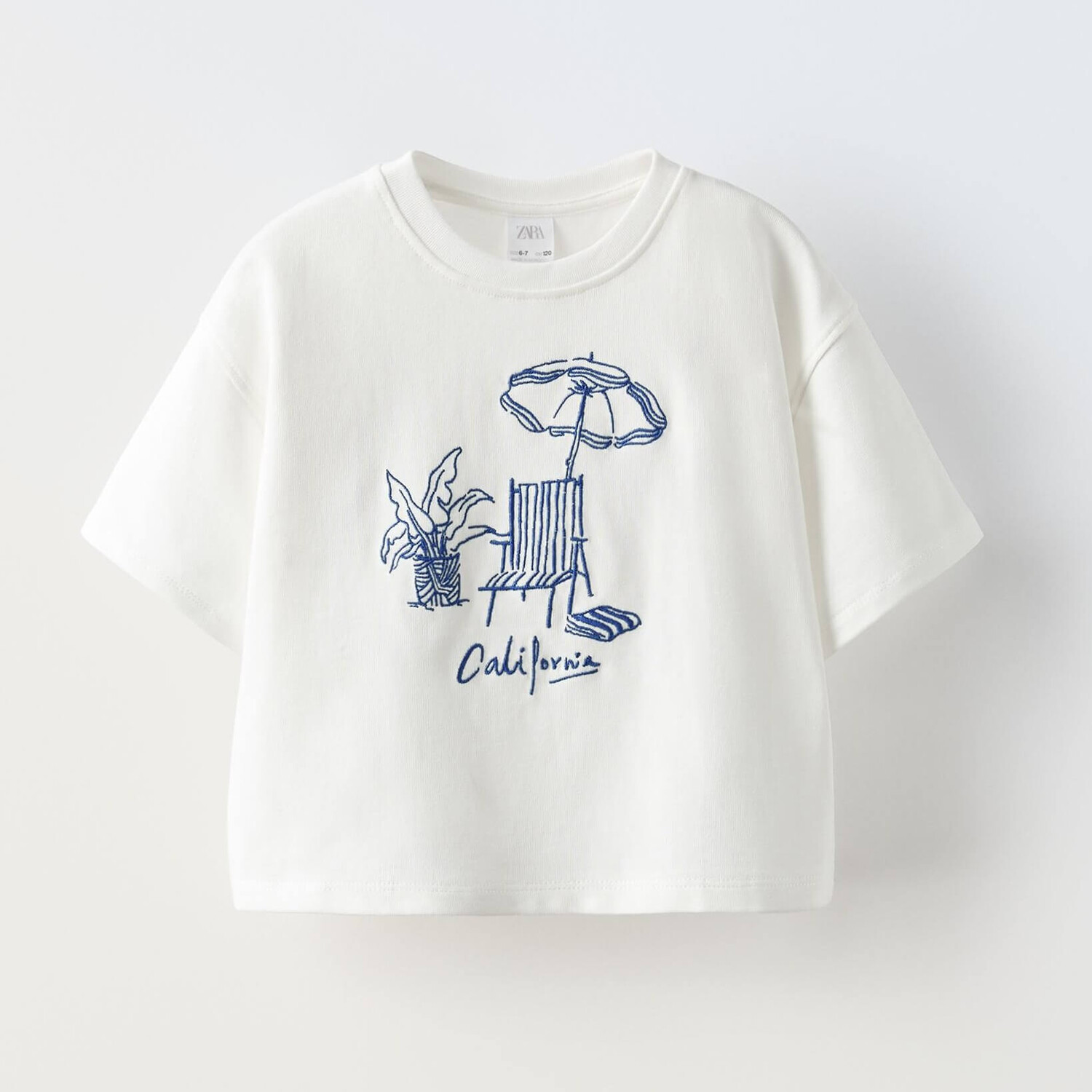 

Футболка Zara Summer Camp Embroidered Chair And Umbrella, белый