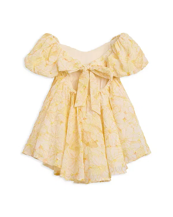Детское платье для девочек с вышивкой Adaline Bardot, Yellow Floral — фото 2