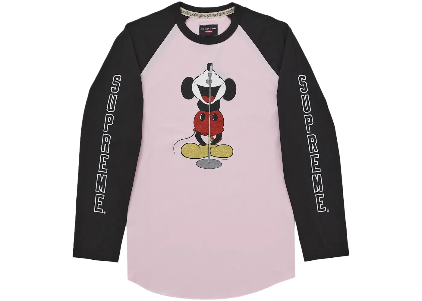 Мужская футболка с длинным рукавом Number Nine Mickey Supreme, Pink