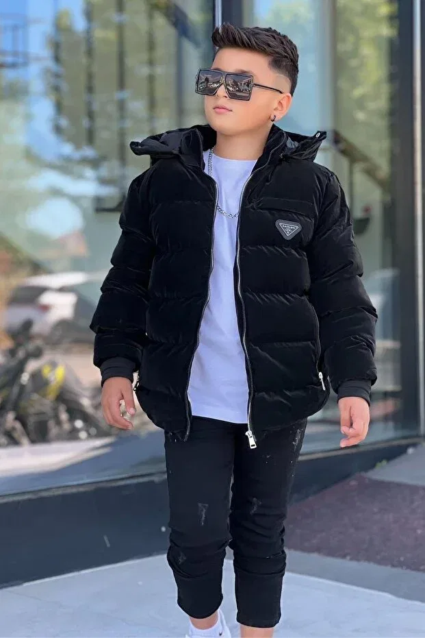 Детское пальто для девочек с капюшоном Pina Kids, Black