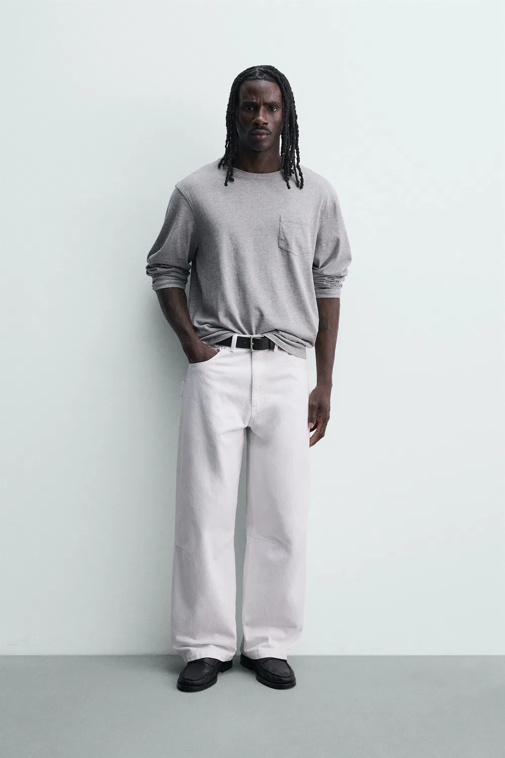 Брюки бочкообразного кроя ZARA, White