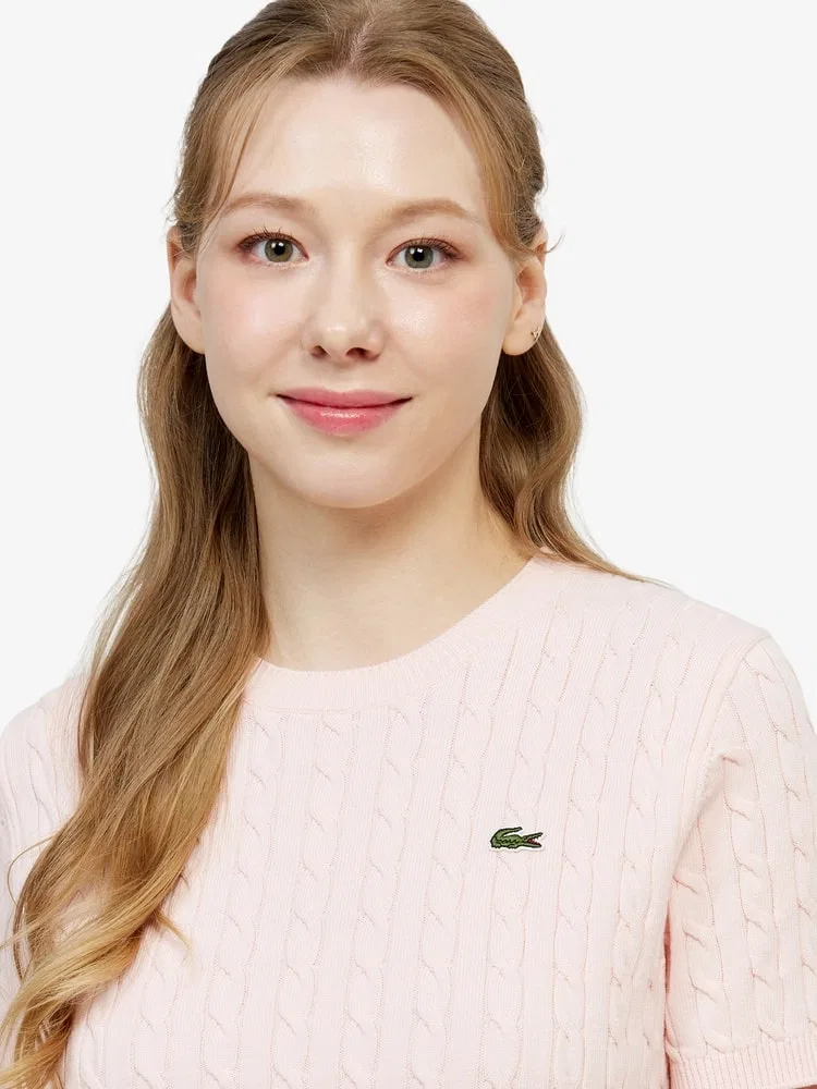 Свитер женский LACOSTE с кабельным узором, Pink — фото 2
