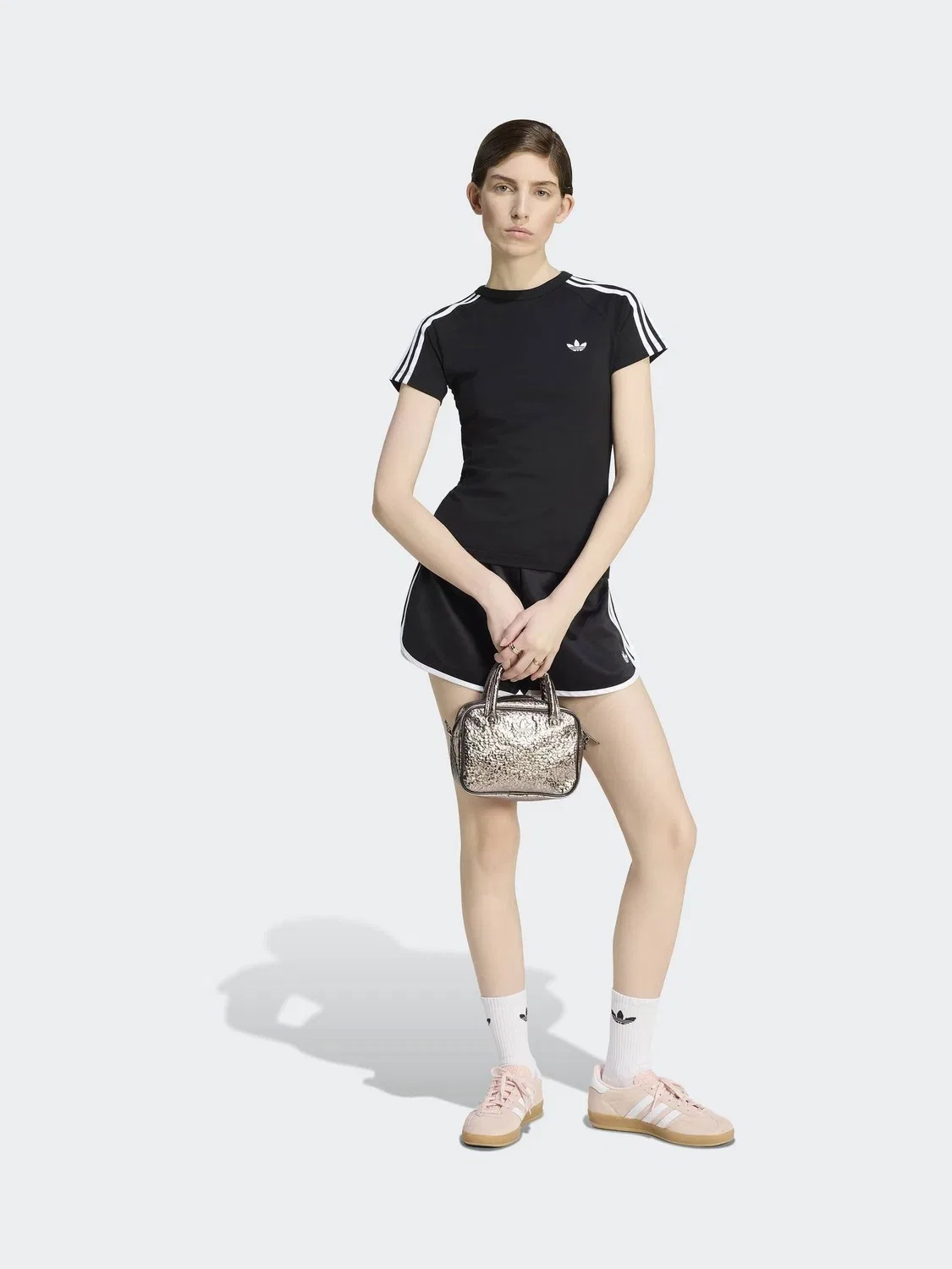 Шорты спортивные, 3 Stripe Sprinter, adidas Originals, черно-белые — фото 3