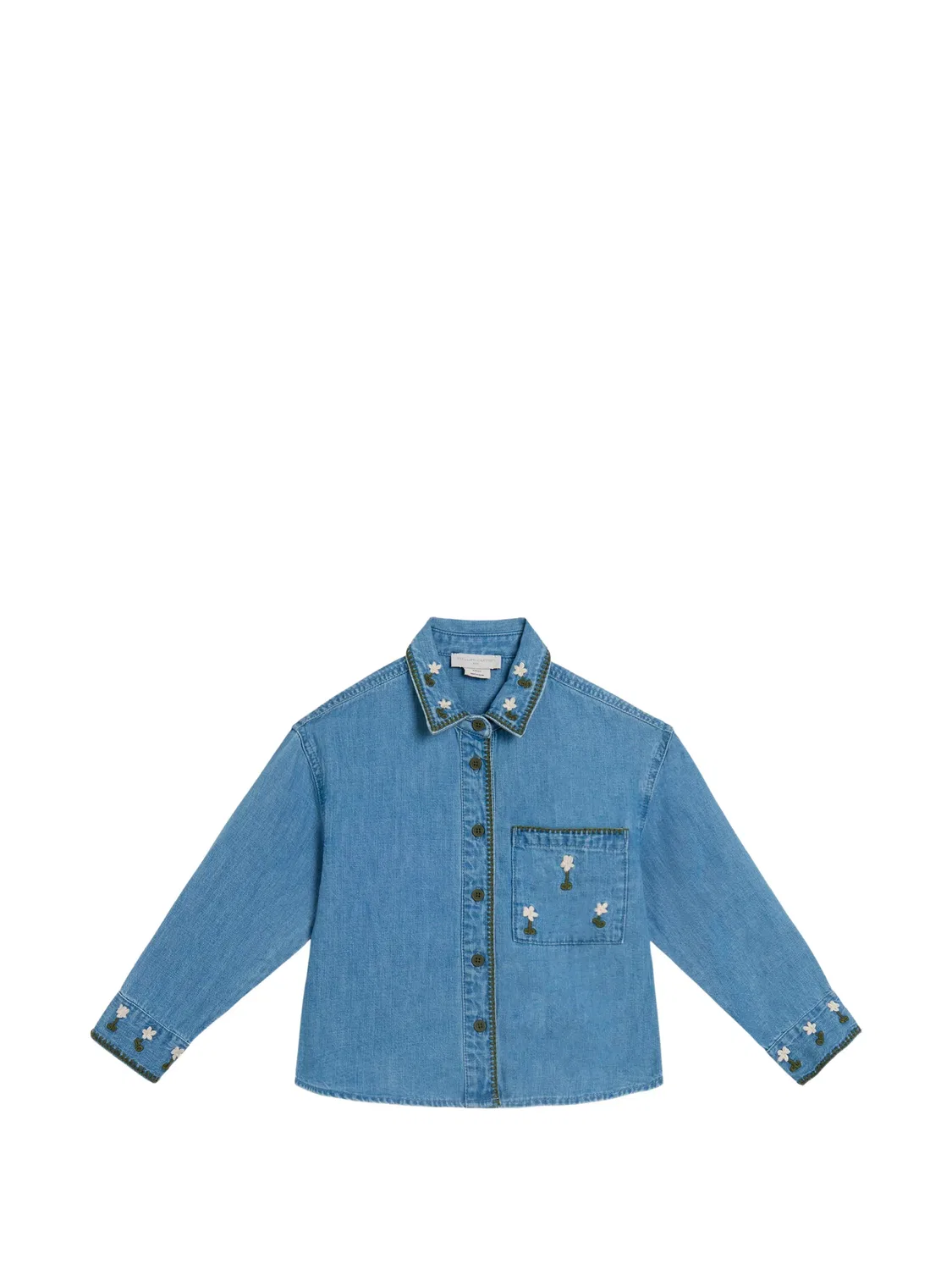 Джинсовая рубашка с цветочной вышивкой Stella Mccartney Kids, синий