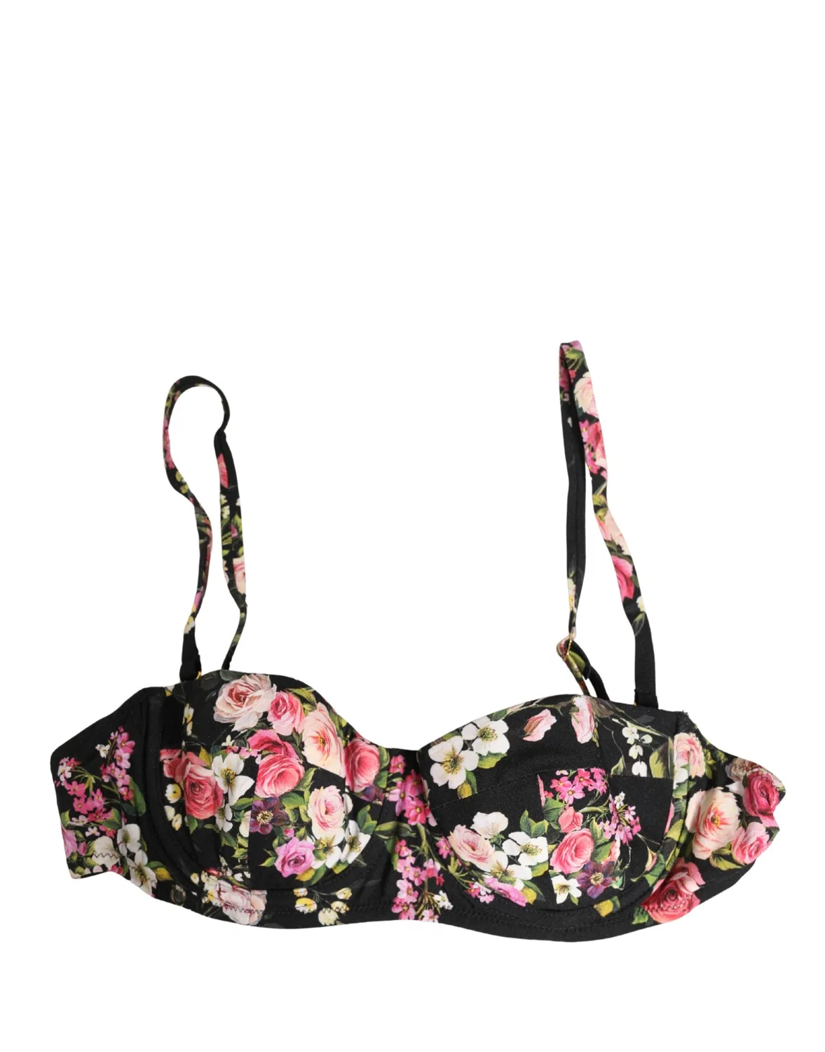 Женское бюстгальтер балконет с цветочным принтом Padded Balconnet Bra Dolce & Gabbana, Black — фото 4