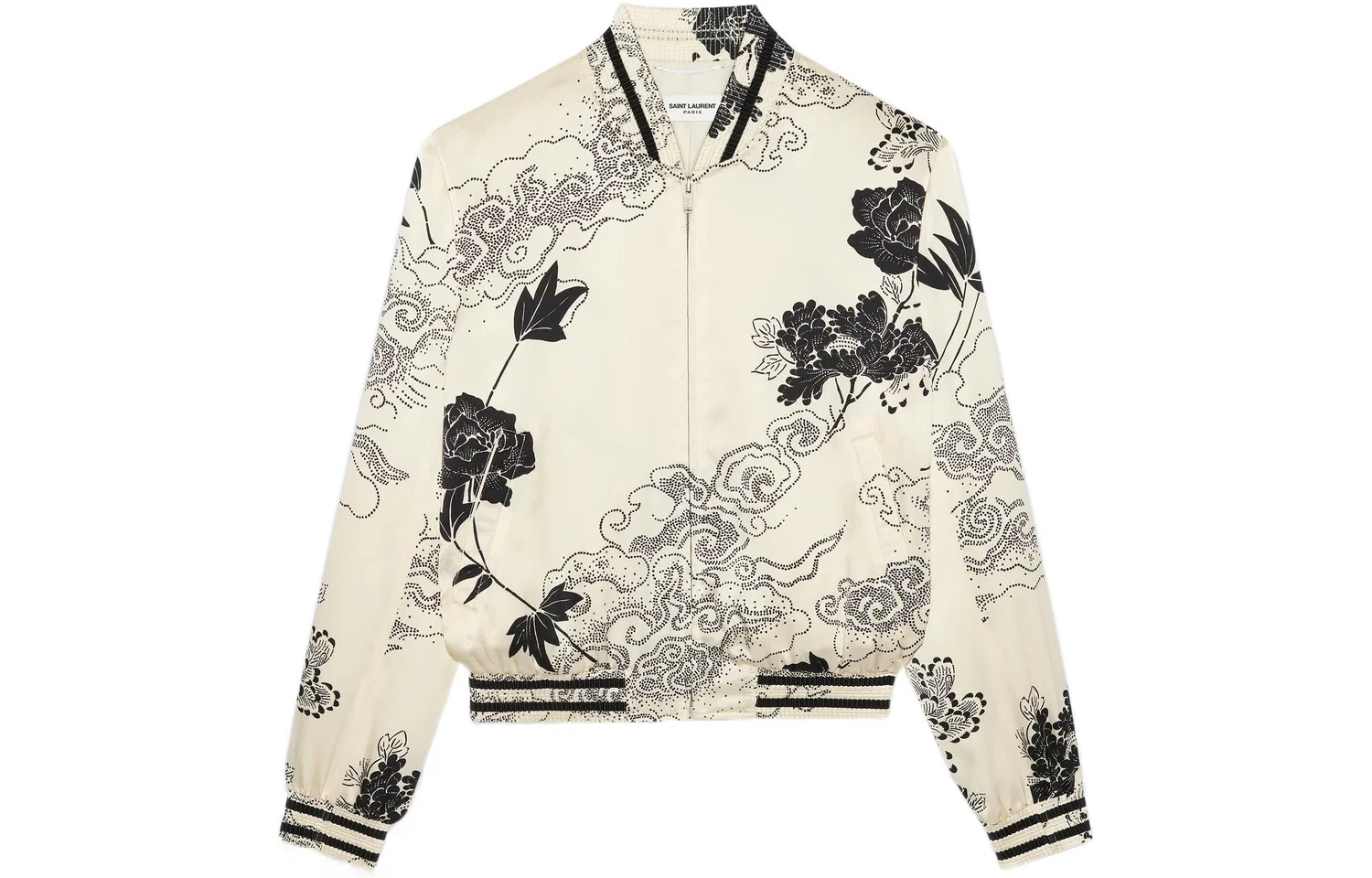 Мужская куртка-бомбер с цветочным принтом SAINT LAURENT, Chalk