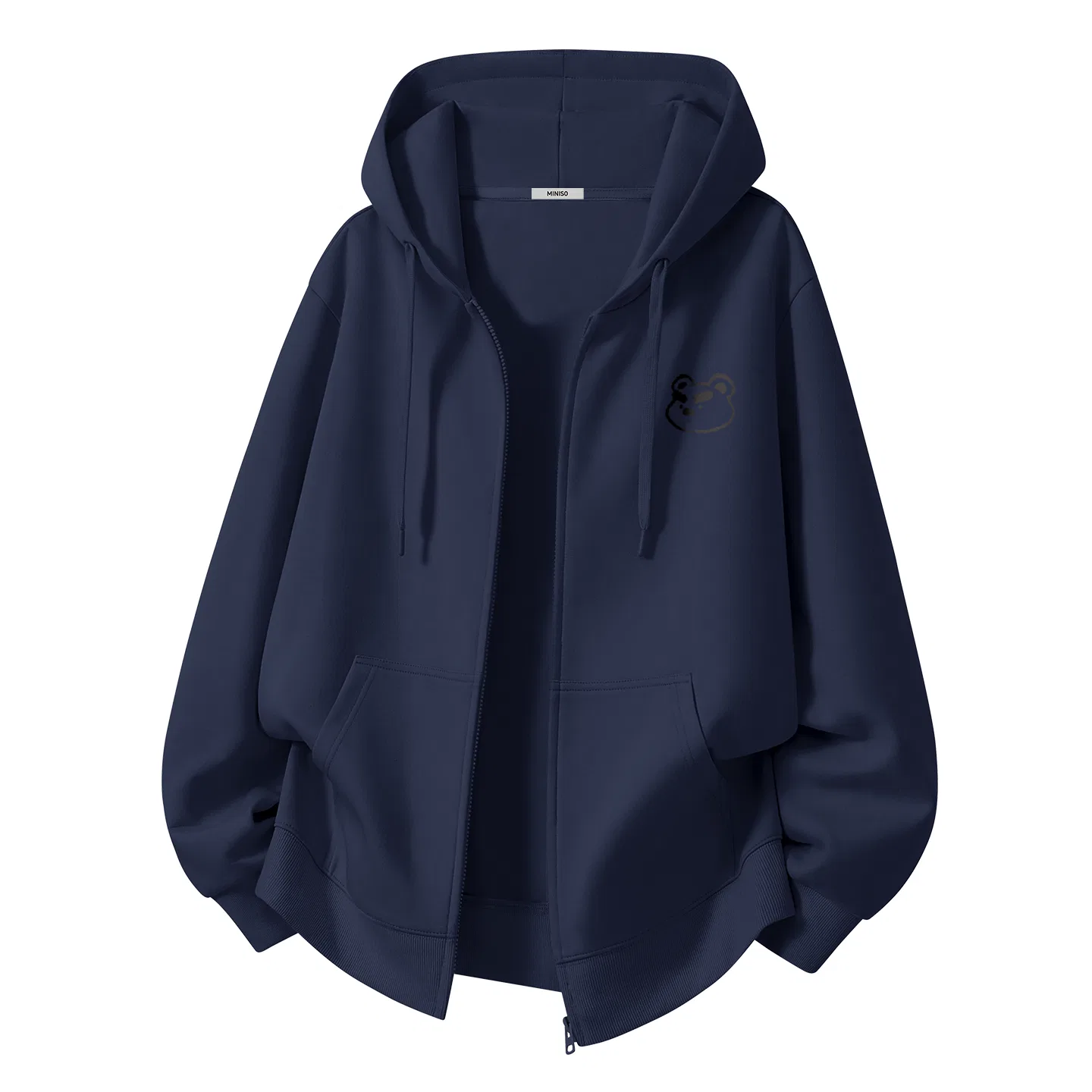 Детский свитшот с принтом Soft Cotton Comfort Bold Brow Bear Chest Logo MINISO, Navy Blue