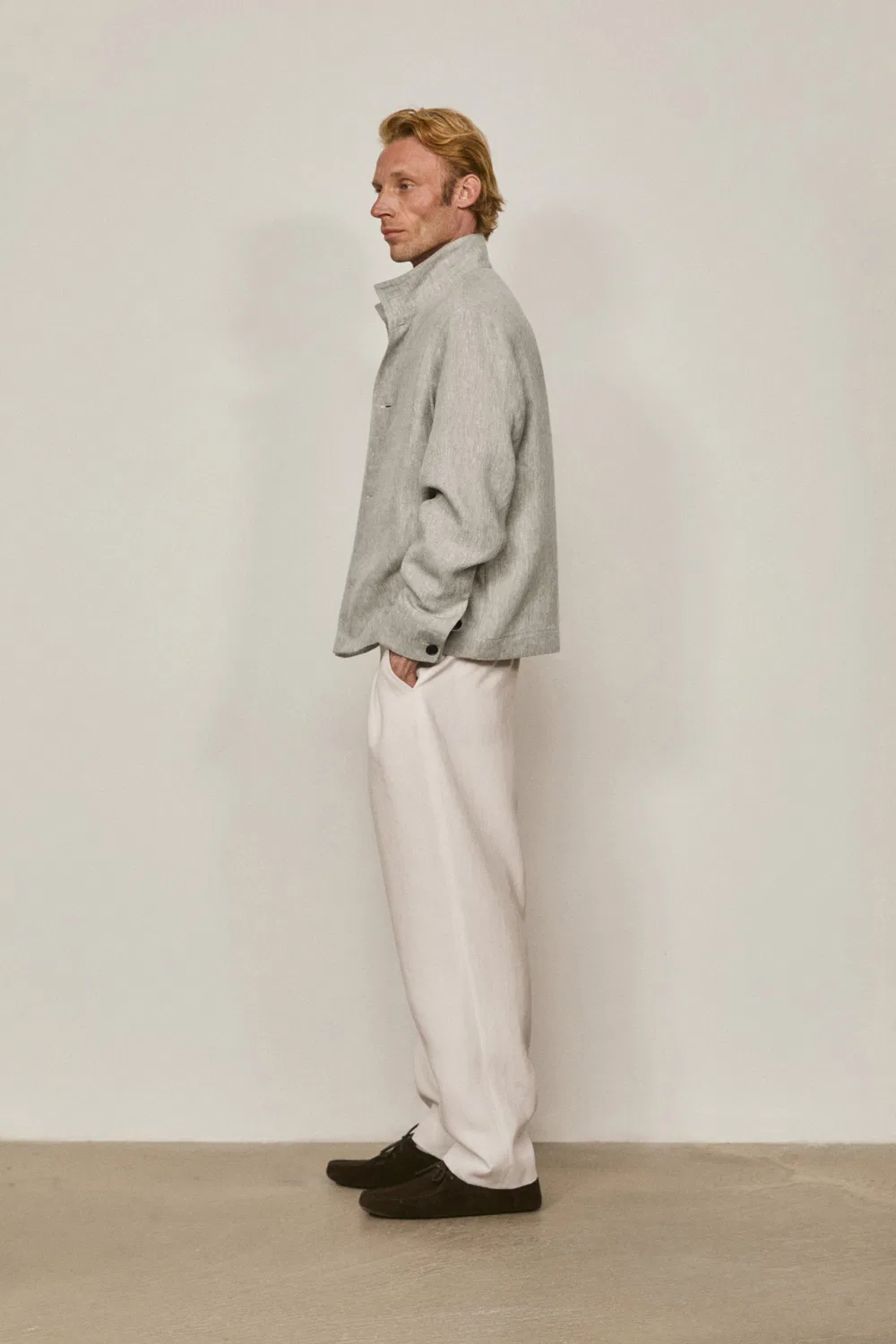 Льняная куртка-бомбер Total Look - лимитированная серия Massimo Dutti, серый — фото 2