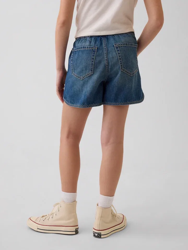 Шорты джинсовые, высокая посадка, GAP, синие — фото 2