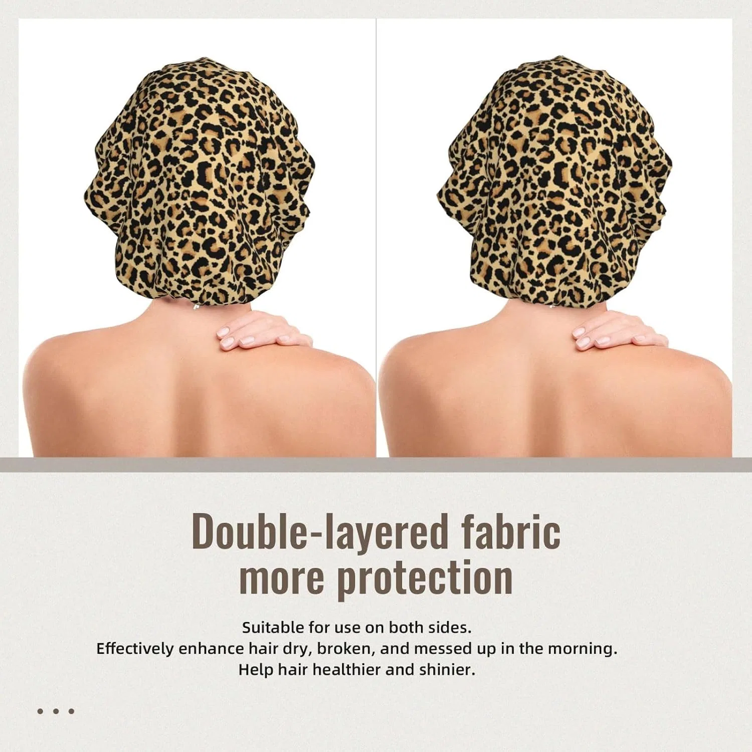 Шапочка для душа Double Layer Satin Kuilepa, Leopard Print — фото 2