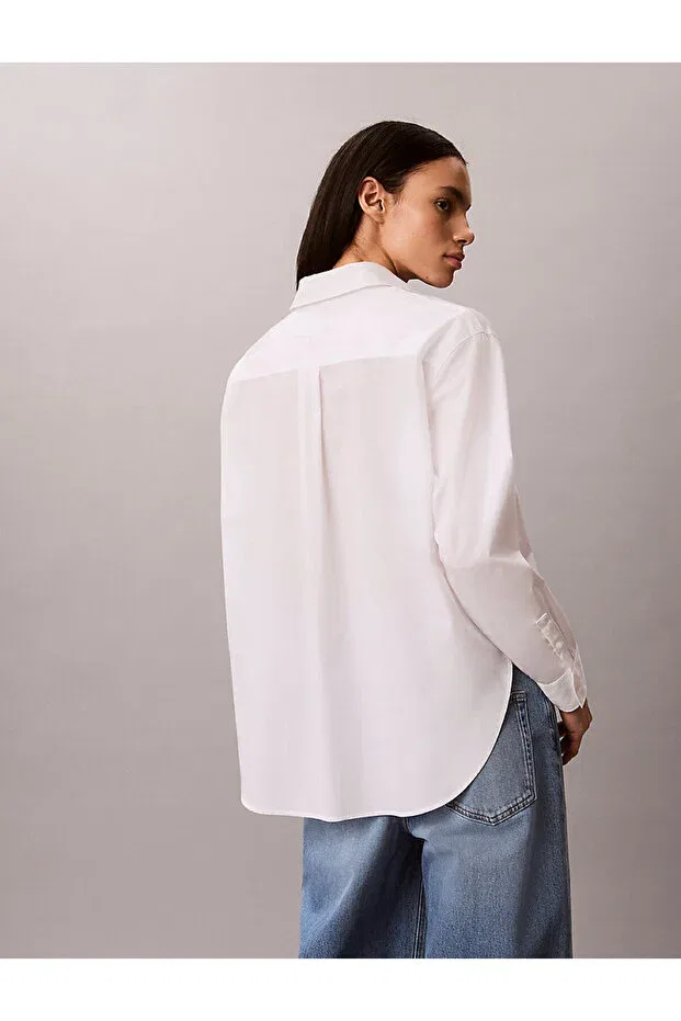 Женская рубашка свободного кроя Cotton Poplin Relaxed Shirt Calvin Klein, White — фото 4