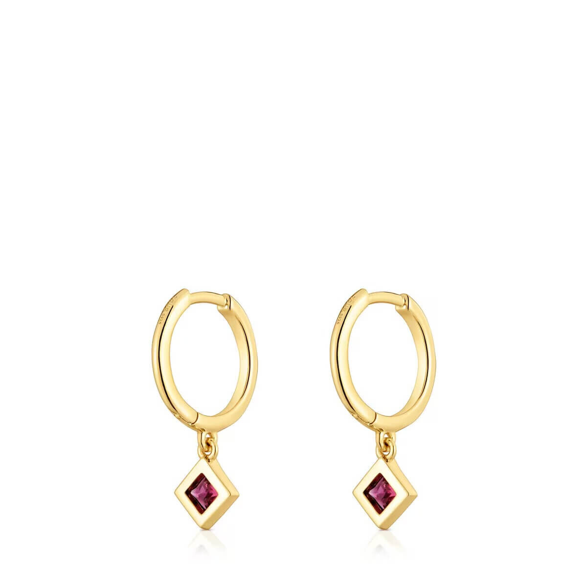 Серьги-кольца Tous Basic Short Charm Colors, серебро с 18-каратным золотым покрытием/родолит — фото 2